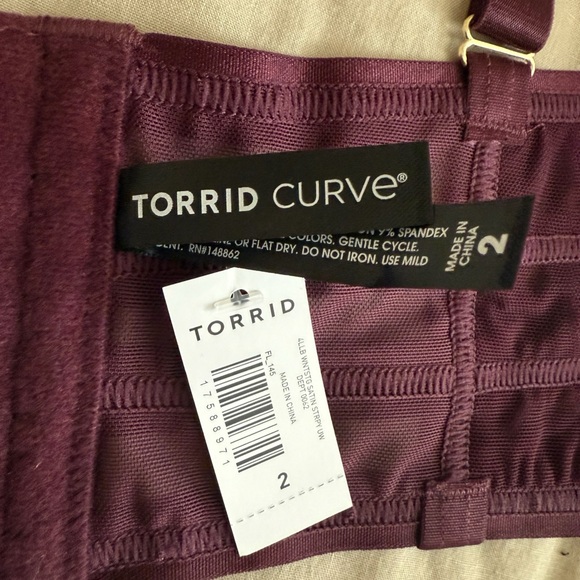 Torrid Plus Size Sexy Strappy Satin Underwire Bra in Deep Burgundy Sz 2 NWT - Picture 6 of 17
